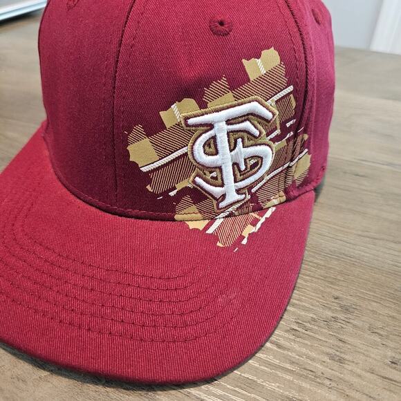 Vintage Florida State Seminoles Fitted Flat Bill Hat Cap Red Plaid FSU NCAA - Picture 2 of 9